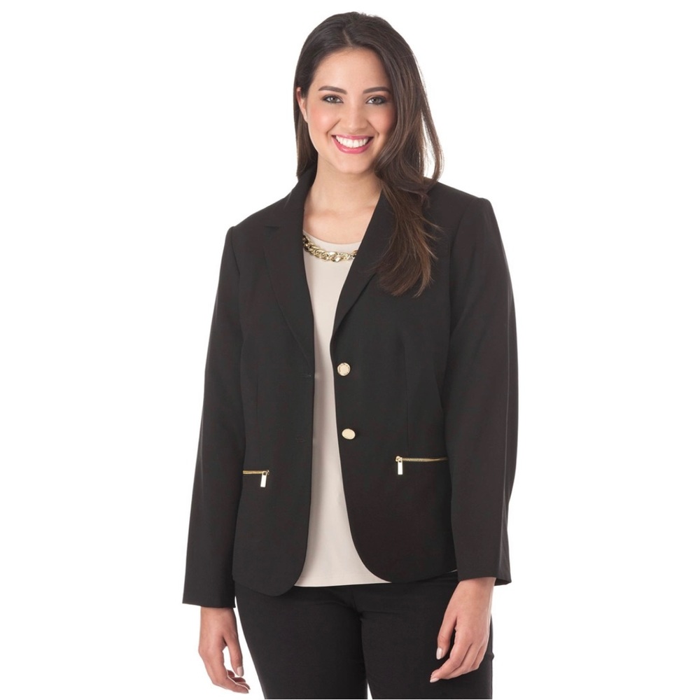 Calvin Klein black blazer gold zipper 8